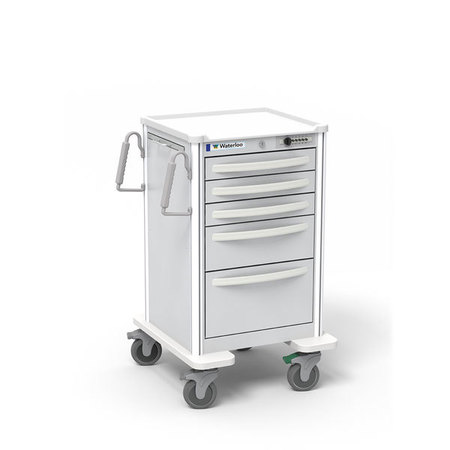 WATERLOO HEALTHCARE Waterloo 5-Drawer Junior Medium Aluminum Bedside Cart JMGSA-33369-LTG